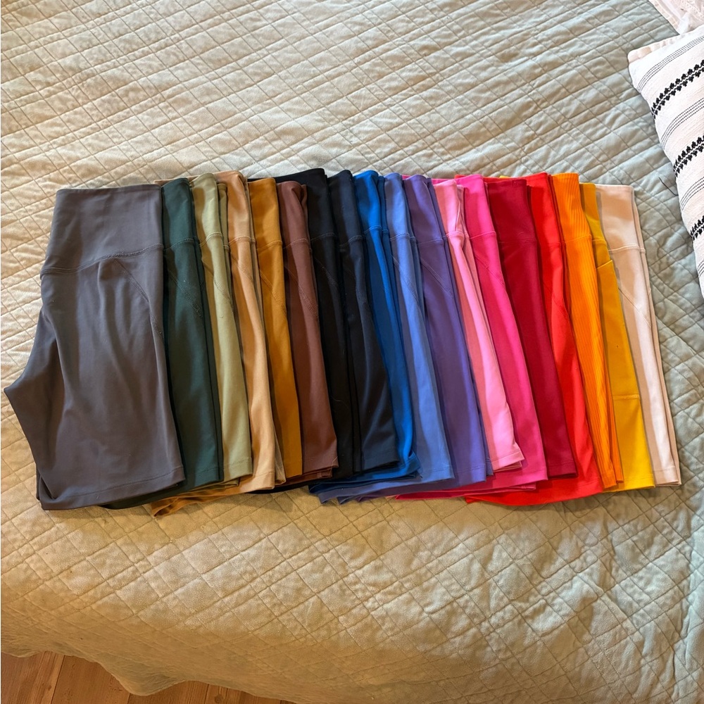 Rainbow mix! Girlfriend high rise bike shorts, small 18 pairs, 8” inseam